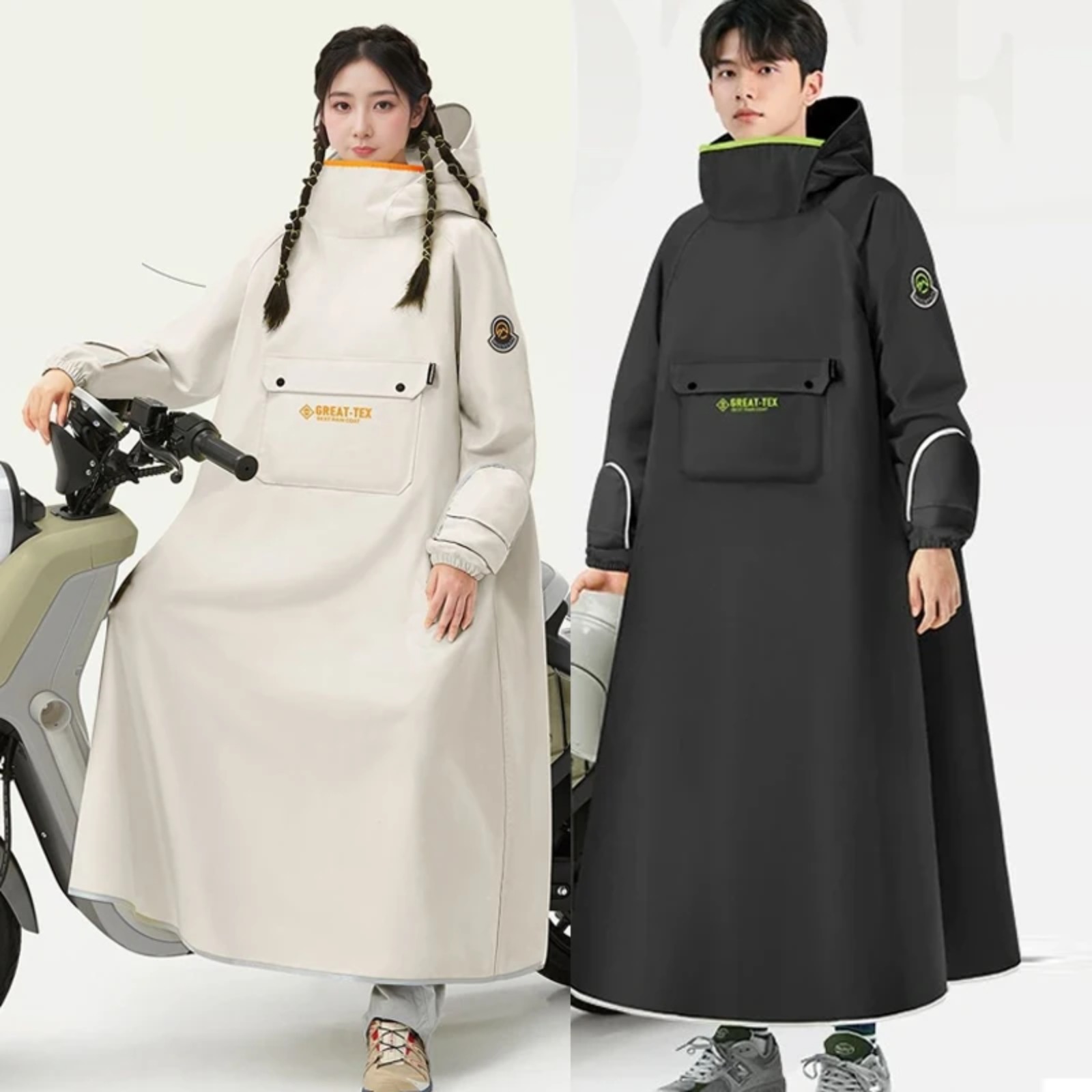 Cycling Gear In Rain - 防水レインポンチョサイクリングレインコートオートバイバイクレインギアロング全身オックスフォード布フード付き屋外雨よけ