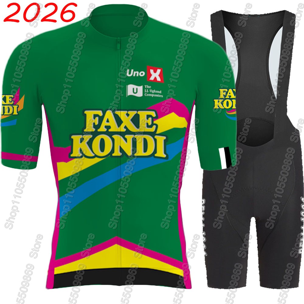 Junior Cycling Gear - UNO X 2026プロチームサイクリングジャージセット サマーノルウェーグリーン ウェア メンズキット