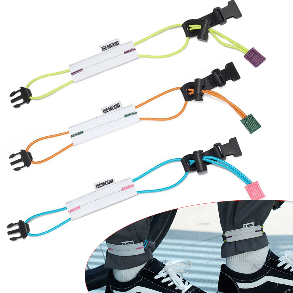 Gear In Cycling - 反射サイクリングパンツストラップ調節可能な自転車レッグクリップストラップ蛍光安全反射バンドロードバイク夜間走行用ギア