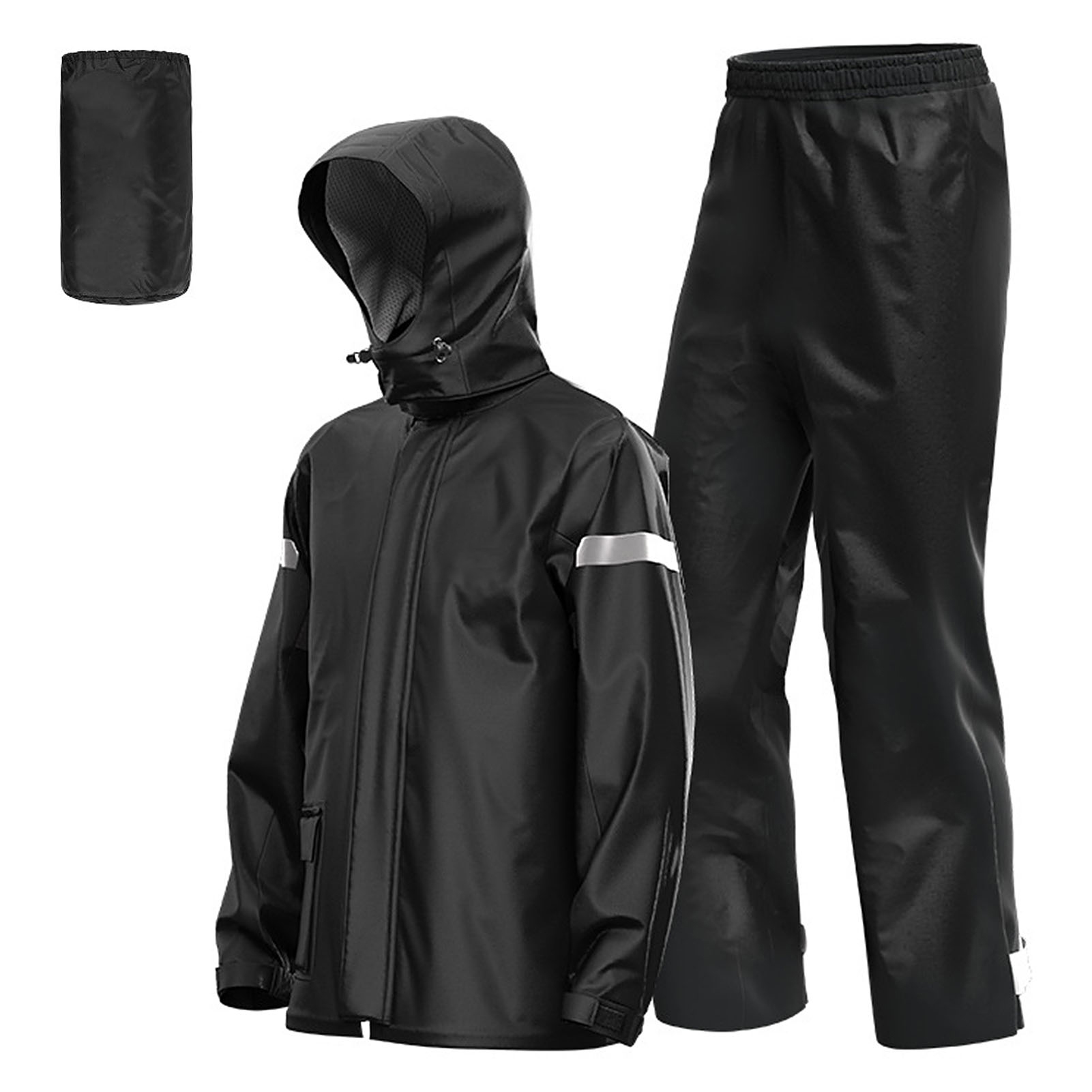 男性用バイク用レインスーツ、屋外用反射材付き防水レインジャケ - Cycling Gear In Rain のレビューと価格