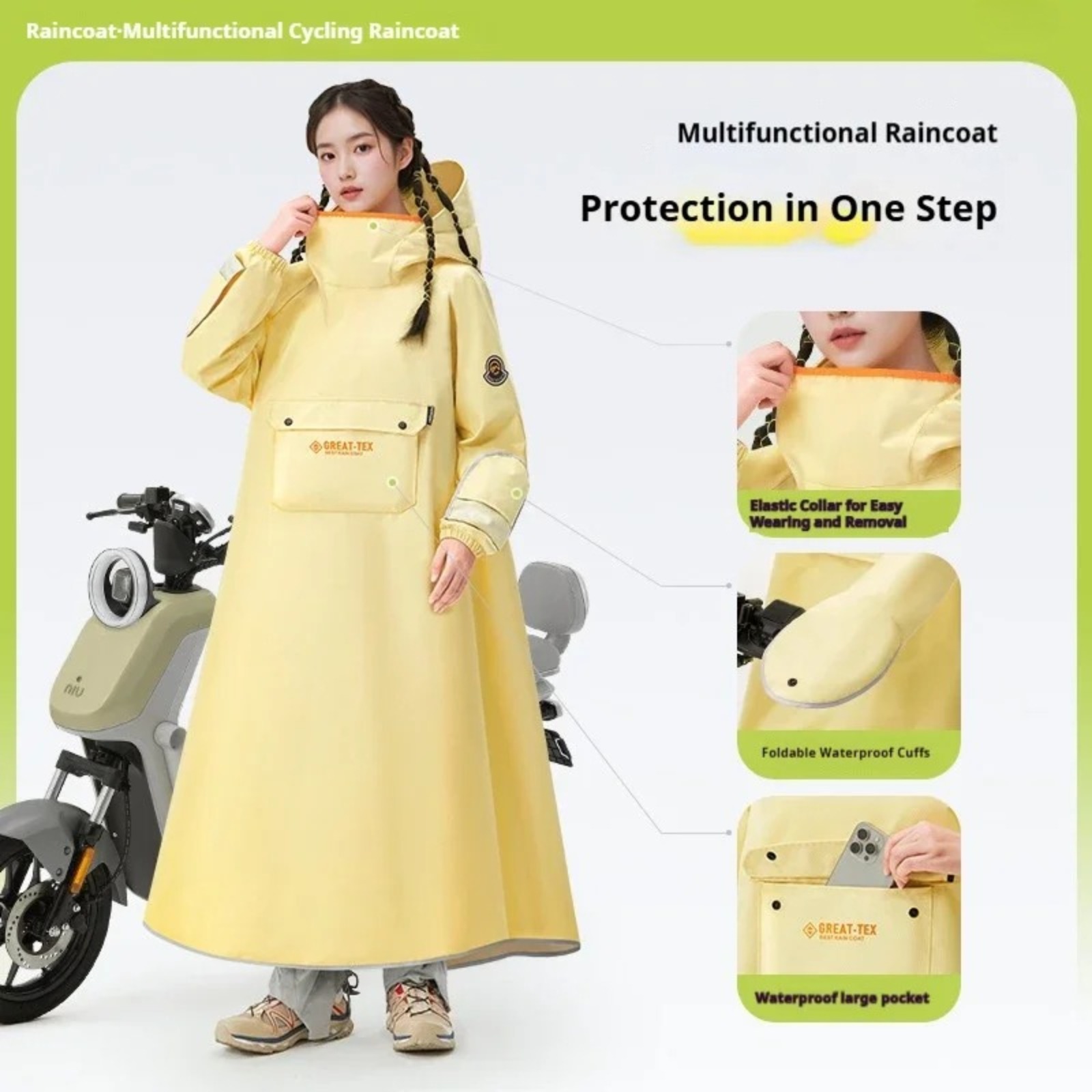 防水レインポンチョサイクリングレインコートオートバイバイクレ - Cycling Gear In Rain のレビューと価格