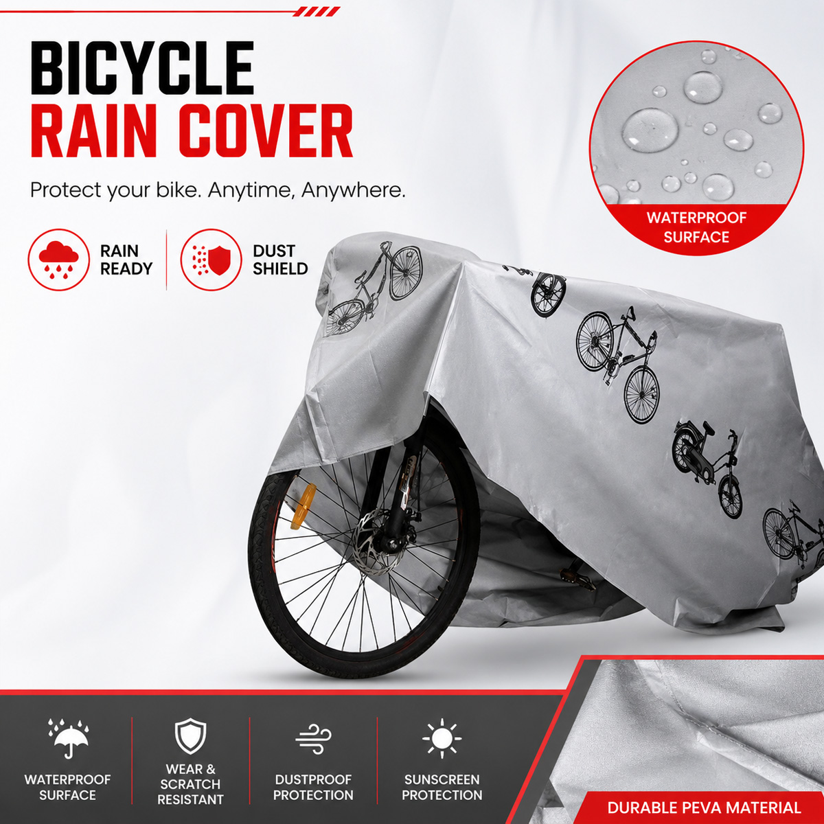 PINMOAP ユニバーサル自転車レインカバー防水屋外バイク - Cycling Gear In Rain のレビューと価格