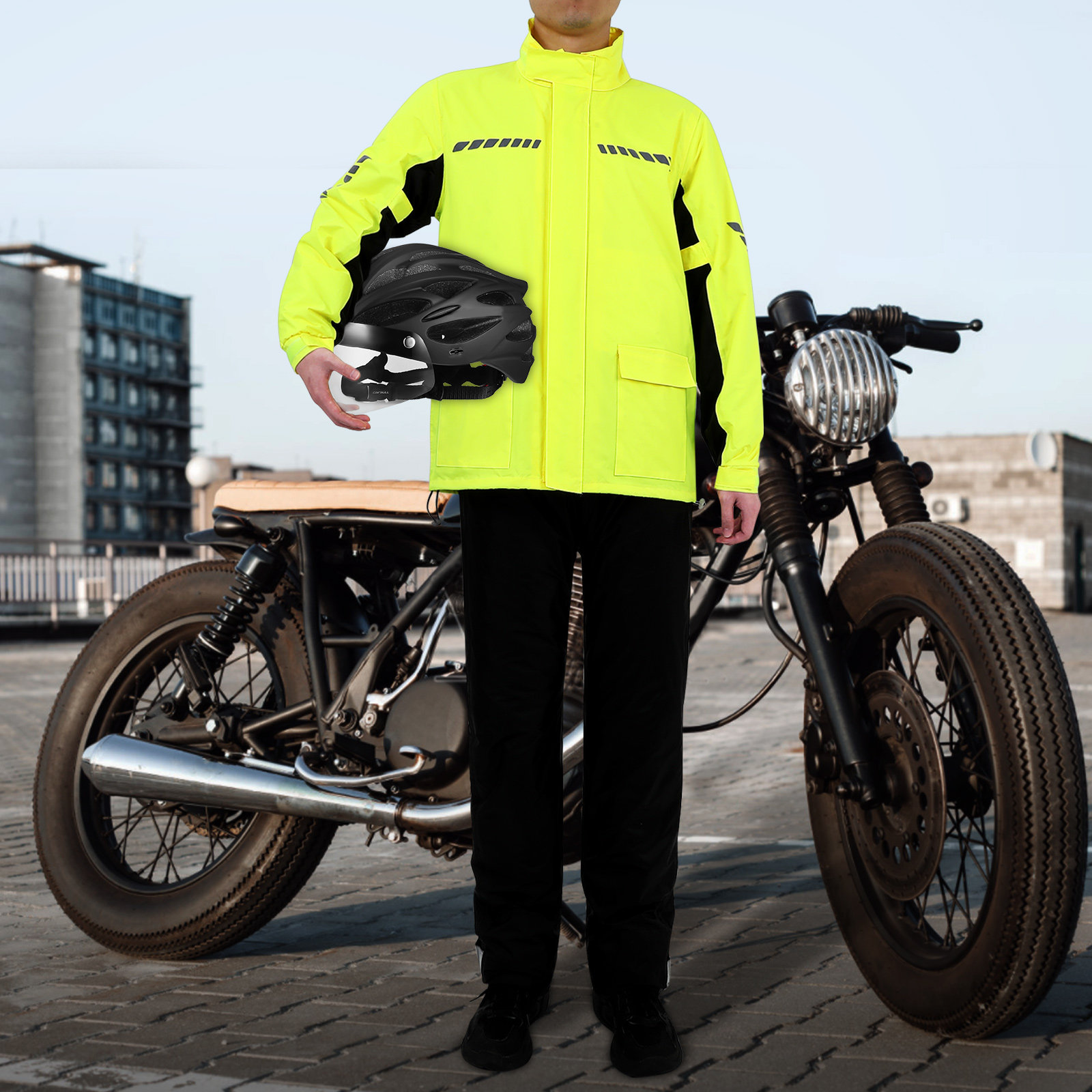 1 セット男性屋外サイクリングレインスーツ防水反射オートバイ - Cycling Gear In Rain のレビューと価格
